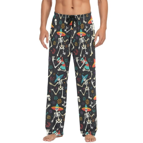 JSTEL Suagr Skull Halloween Men's Sleepwear Mens Pajama Pants Bottoms with Pockets, XL