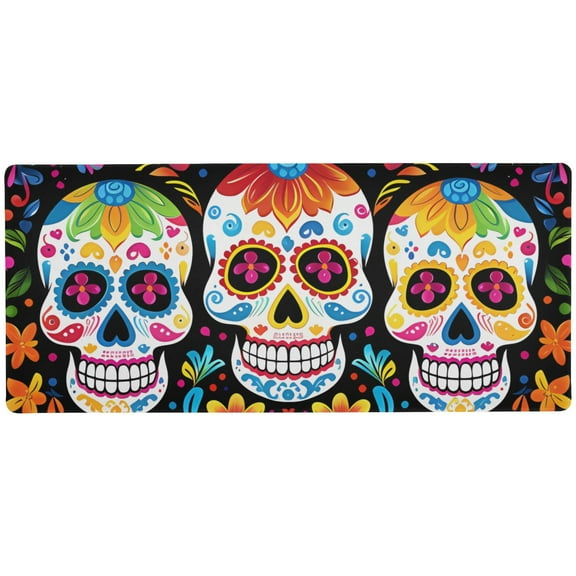 JSTEL Sugar Skull Day Of Dead Large Gaming Mouse Pad Big Mousepad Mice Keyboard Mat with Non-Slip Rubber Base for Computer Laptop Home & Office, 31.5 X 15.7 inch