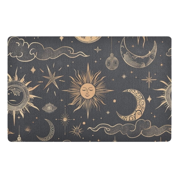 JSTEL Sun Crescent Moon Cloud Front Door Mat Outside Entrance 32x20 Inch Doormat for Outdoor Indoor Washable Non Slip Floor Mats