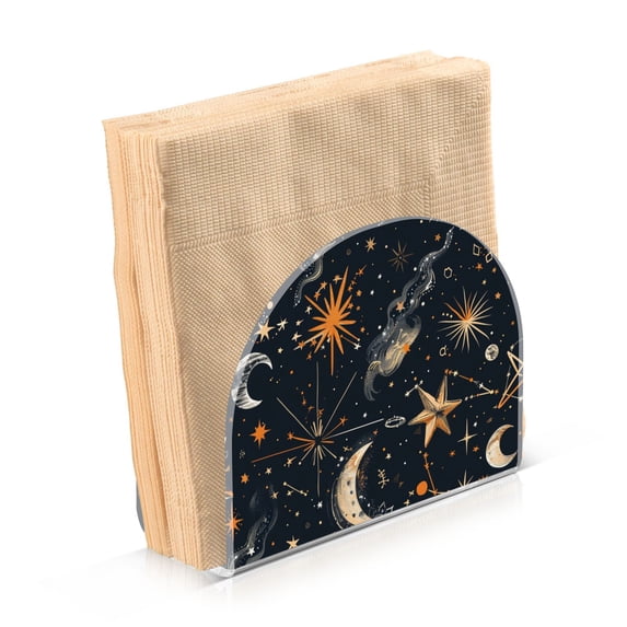 JSTEL Sun Moon & Star Boho Napkin Holder for Table Cocktail Farmhouse, Paper Napkins Dispenser for Home Kitchen Coffee Shop Dining Room Decor