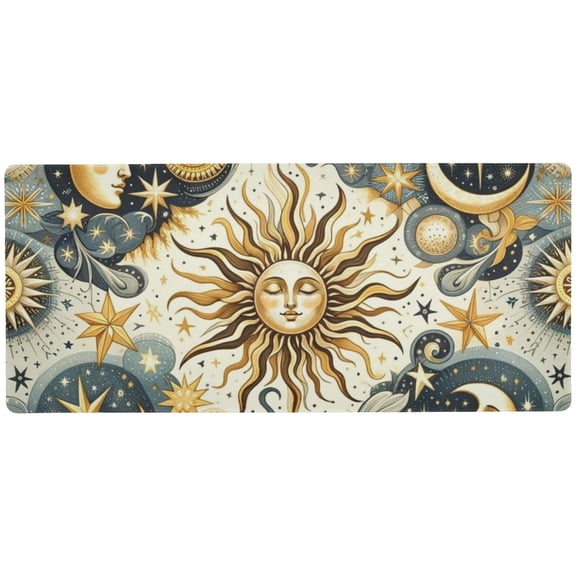 JSTEL Sun Moon Star Polka Dots Large Gaming Mouse Pad Big Mousepad Mice Keyboard Mat with Non-Slip Rubber Base for Computer Laptop Home & Office, 31.5 X 11.8 inch