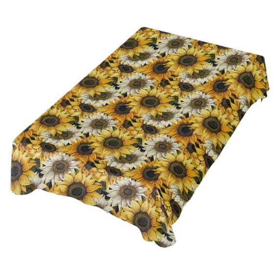 JSTEL Sunflower Vintage Yellow & White Table Cloth Square 60 x 60 Inch Tablecloth Anti Wrinkle Table Cover for Dining Kitchen Parties