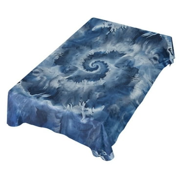 JSTEL Swirl Tie Dye Indigo Table Cloth Square 60 x 60 Inch Tablecloth Anti Wrinkle Table Cover for Dining Kitchen Parties