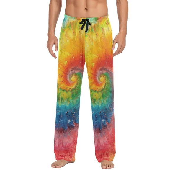 JSTEL Swirl Tie Dye Men's Sleepwear Mens Pajama Pants Bottoms with Pockets, XL