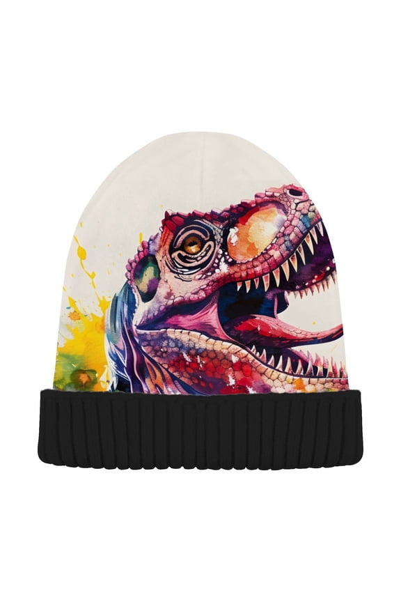 T-rex Dinosaur Tyrannosaurus Dino Beanie for Women Men Winter Hat Reversible Skull Knit Cap