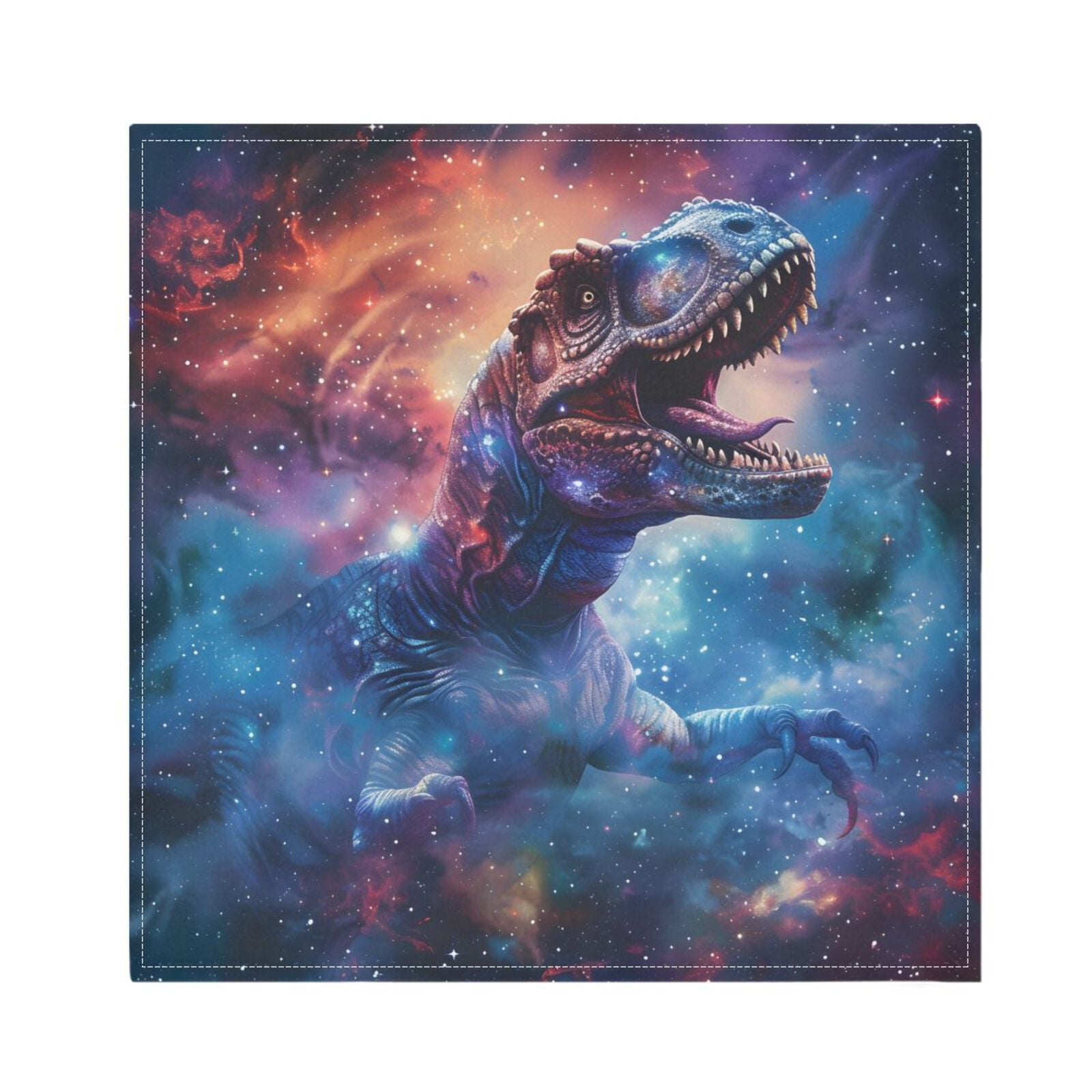 JSTEL T-rex Dinosaur Tyrannosaurus Dino Nebula Cloth Napkins Set of 6, 20x20 Inch Washable and Reusable Napkin for Decoupage Dinner Party Everyday Use