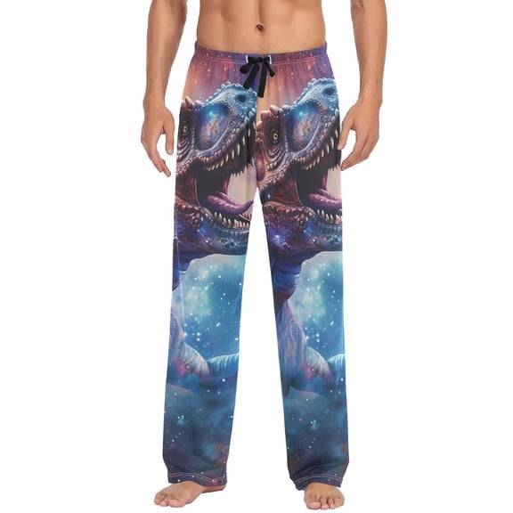 JSTEL T-rex Dinosaur Tyrannosaurus Dino Nebula Men's Sleepwear Mens Pajama Pants Bottoms with Pockets, XXL