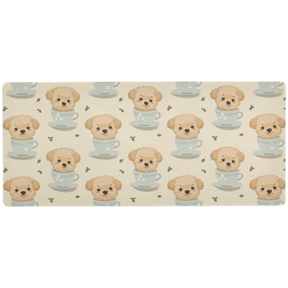 JSTEL Tea Cup Dog Large Gaming Mouse Pad Big Mousepad Mice Keyboard Mat with Non-Slip Rubber Base for Computer Laptop Home & Office, 31.5 X 11.8 inch