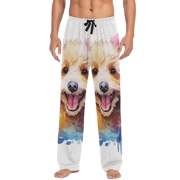 JSTEL Teddy Dog Puppy Men's Sleepwear Mens Pajama Pants Bottoms with Pockets, XXL