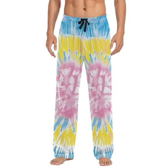 JSTEL Tie Dye Colorful Men's Sleepwear Mens Pajama Pants Bottoms with Pockets, S