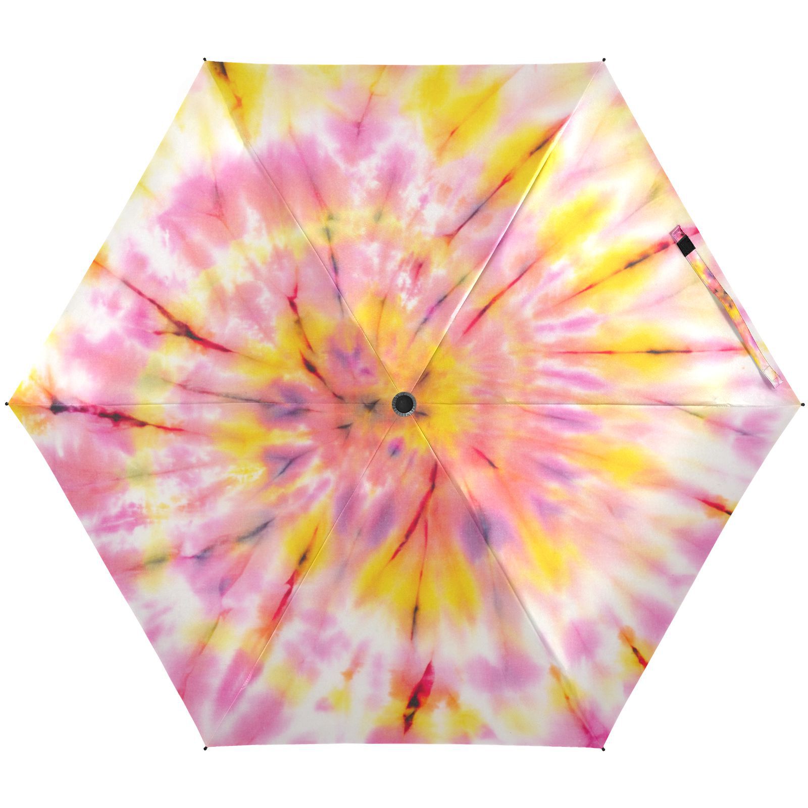 JSTEL Tie Dye Folding Umbrella for Rain Sun Travel Mini Lightweight