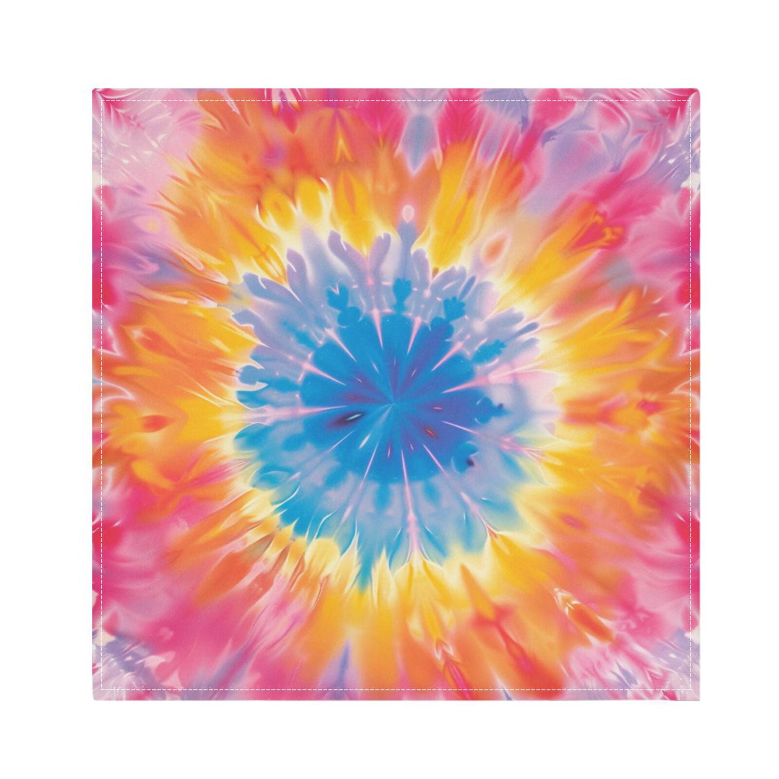 JSTEL Tie Dye Pink Yellow & Blue Cloth Napkins Set of 6, 20x20 Inch Washable and Reusable Napkin for Decoupage Dinner Party Everyday Use