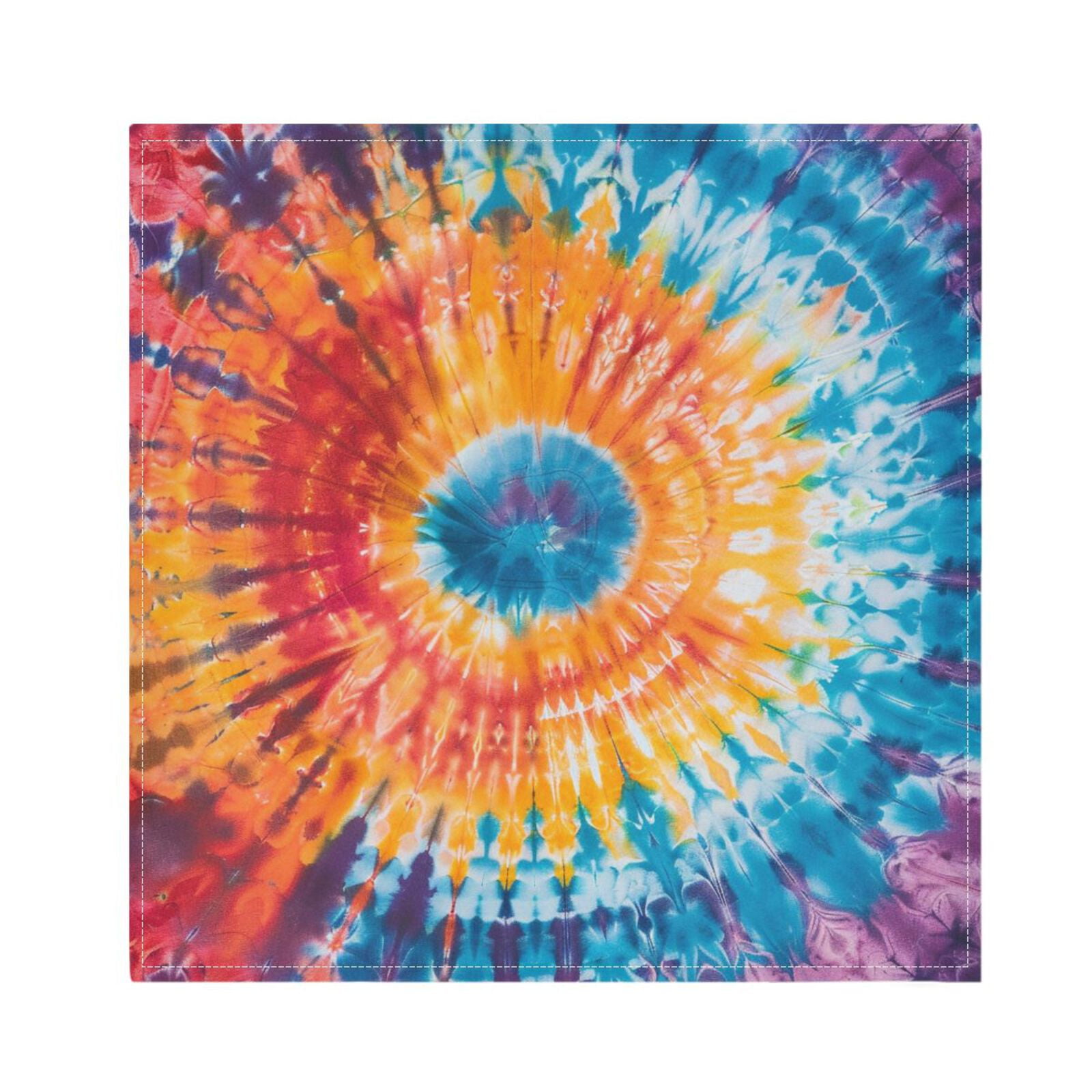 JSTEL Tie Dye Rainbow Color Cloth Napkins Set of 6, 20x20 Inch Washable and Reusable Napkin for Decoupage Dinner Party Everyday Use