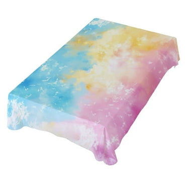 JSTEL Tie Dye Rainbow Color Table Cloth Rectangle 60 x 90 Inch Tablecloth Anti Wrinkle Table Cover for Dining Kitchen Parties