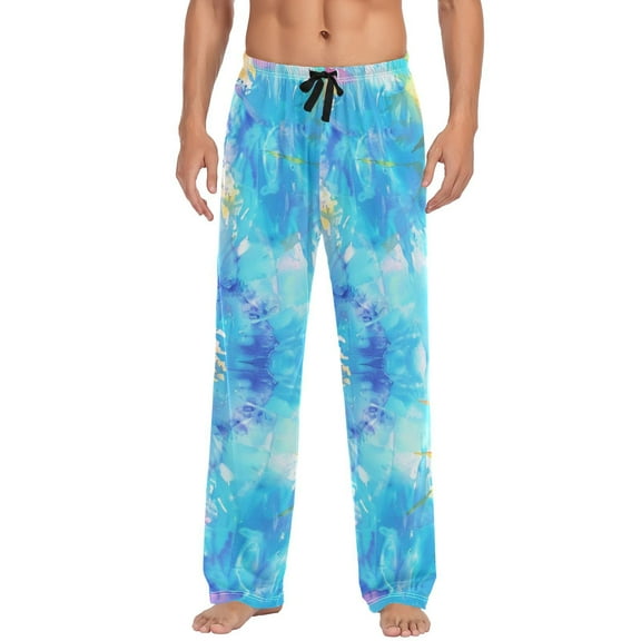 JSTEL Tie Dye Tie Dye Rainbow Men's Sleepwear Mens Pajama Pants Bottoms with Pockets, S