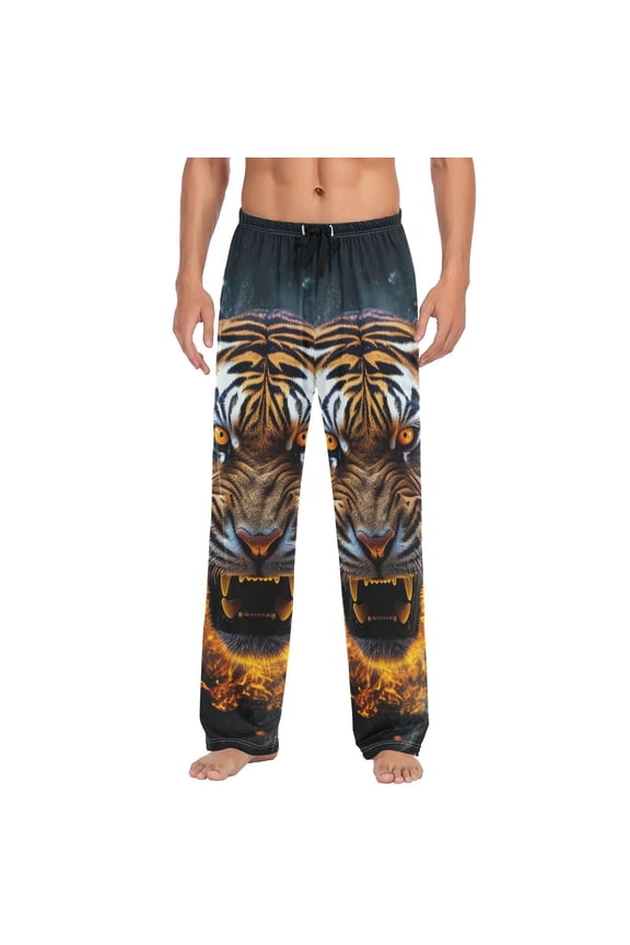 Tiger Firing Men's Sleepwear Mens Pajama Pants Bottoms with Pockets, M