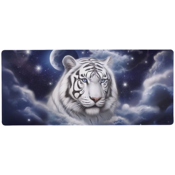 JSTEL Tiger Moon Large Gaming Mouse Pad Big Mousepad Mice Keyboard Mat with Non-Slip Rubber Base for Computer Laptop Home & Office, 31.5 X 11.8 inch