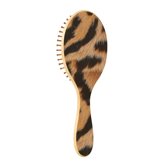 JSTEL Tiger Print Hair Brush for Women Men Natural Wood Detangler Brushes for All Hair Types Hairbrush for Wet & Dry