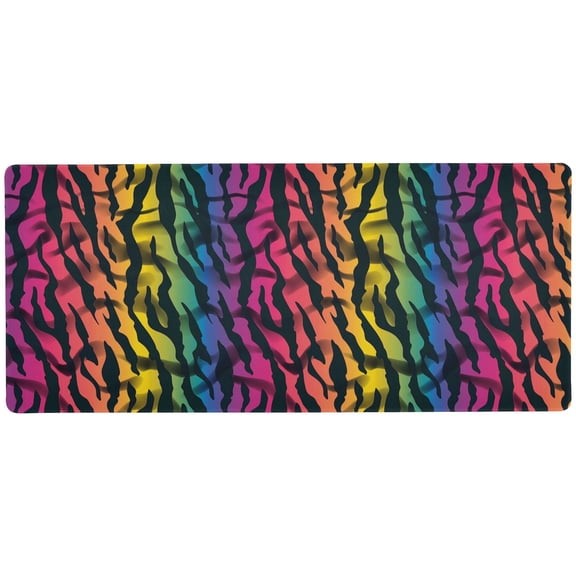 JSTEL Tiger Print Rainbow Color Large Gaming Mouse Pad Big Mousepad Mice Keyboard Mat with Non-Slip Rubber Base for Computer Laptop Home & Office, 31.5 X 11.8 inch