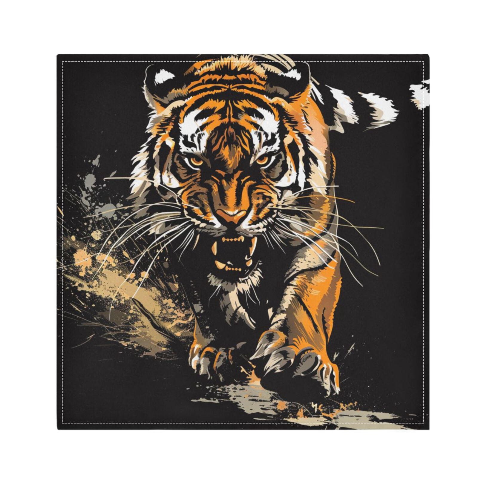 JSTEL Tiger Swooping Howling Cloth Napkins Set of 6, 20x20 Inch Washable and Reusable Napkin for Decoupage Dinner Party Everyday Use