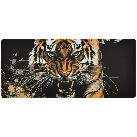 JSTEL Tiger Swooping Howling Large Gaming Mouse Pad Big Mousepad Mice Keyboard Mat with Non-Slip Rubber Base for Computer Laptop Home & Office, 31.5 X 11.8 inch