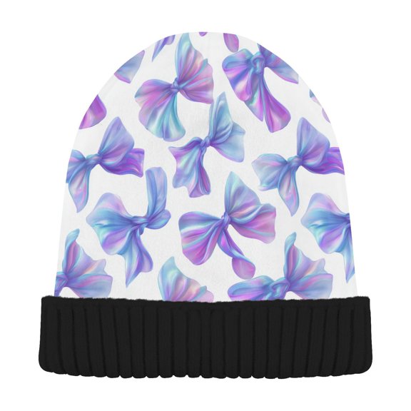 JSTEL Unicorn Color Bows Beanie for Women Men Winter Hat Reversible Skull Knit Cap