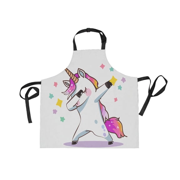 JSTEL Unicorn Dabbing Apron with 2 Pockets for Women Men Adjustable Garden Bib