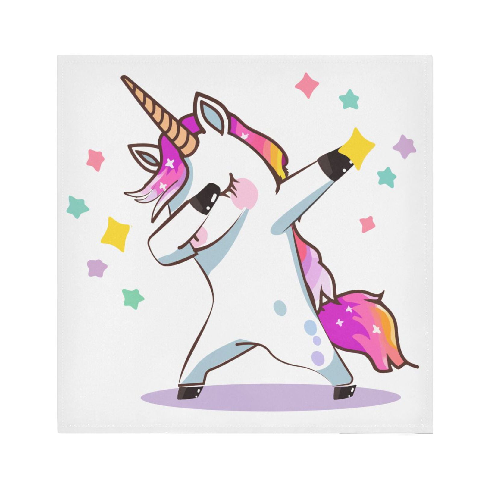 JSTEL Unicorn Dabbing Cloth Napkins Set of 6, 20x20 Inch Washable and Reusable Napkin for Decoupage Dinner Party Everyday Use