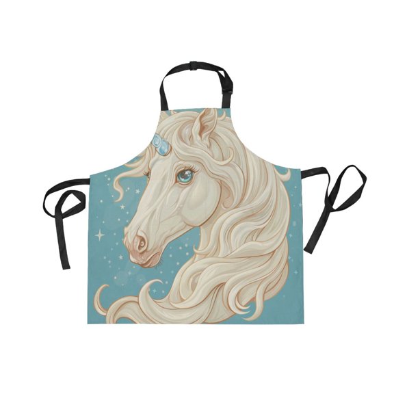 JSTEL Unicorn Portrait Star Apron with 2 Pockets for Women Men Adjustable Garden Bib
