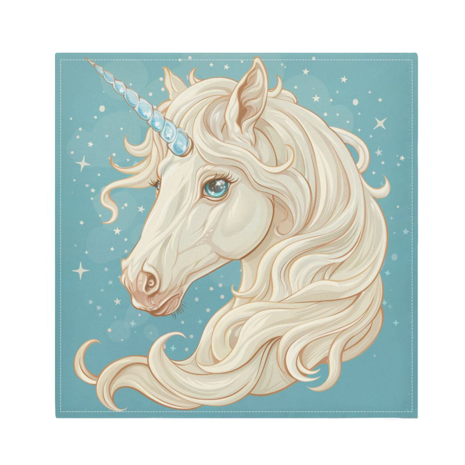 JSTEL Unicorn Portrait Star Cloth Napkins Set of 6, 20x20 Inch Washable and Reusable Napkin for Decoupage Dinner Party Everyday Use