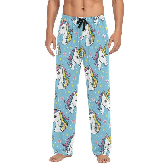 JSTEL Unicorn Portrait Stars Men's Sleepwear Mens Pajama Pants Bottoms with Pockets, S