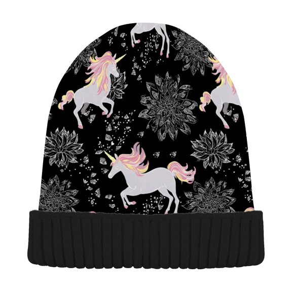 JSTEL Unicorn Snowflake Beanie for Women Men Winter Hat Reversible Skull Knit Cap