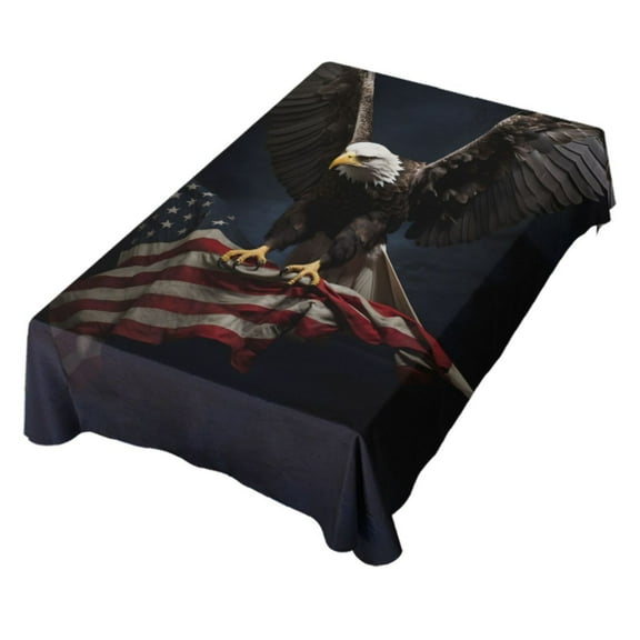 JSTEL Usa America Flag Eagles Table Cloth Square 54 x 54 Inch Tablecloth Anti Wrinkle Table Cover for Dining Kitchen Parties