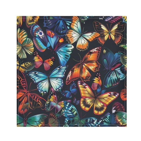 JSTEL Various Colorful Butterfly Cloth Napkins Set of 4, 20x20 Inch Washable and Reusable Napkin for Decoupage Dinner Party Everyday Use