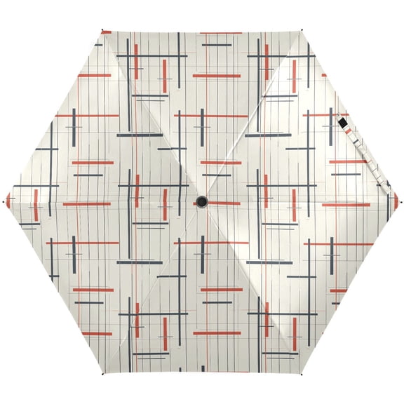 JSTEL Vertical & Horizontal Stripe Folding Umbrella for Rain Sun Travel Mini Lightweight Compact Umbrellas