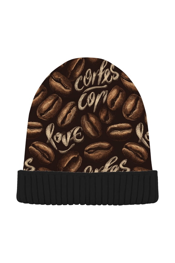 Vintage Coffee Beans Beanie for Women Men Winter Hat Reversible Skull Knit Cap