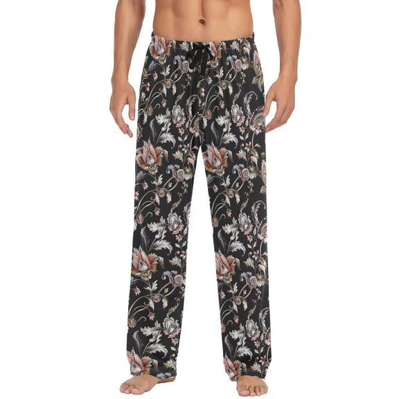 JSTEL Vintage Paisley Flower Men's Sleepwear Mens Pajama Pants Bottoms with Pockets, XL