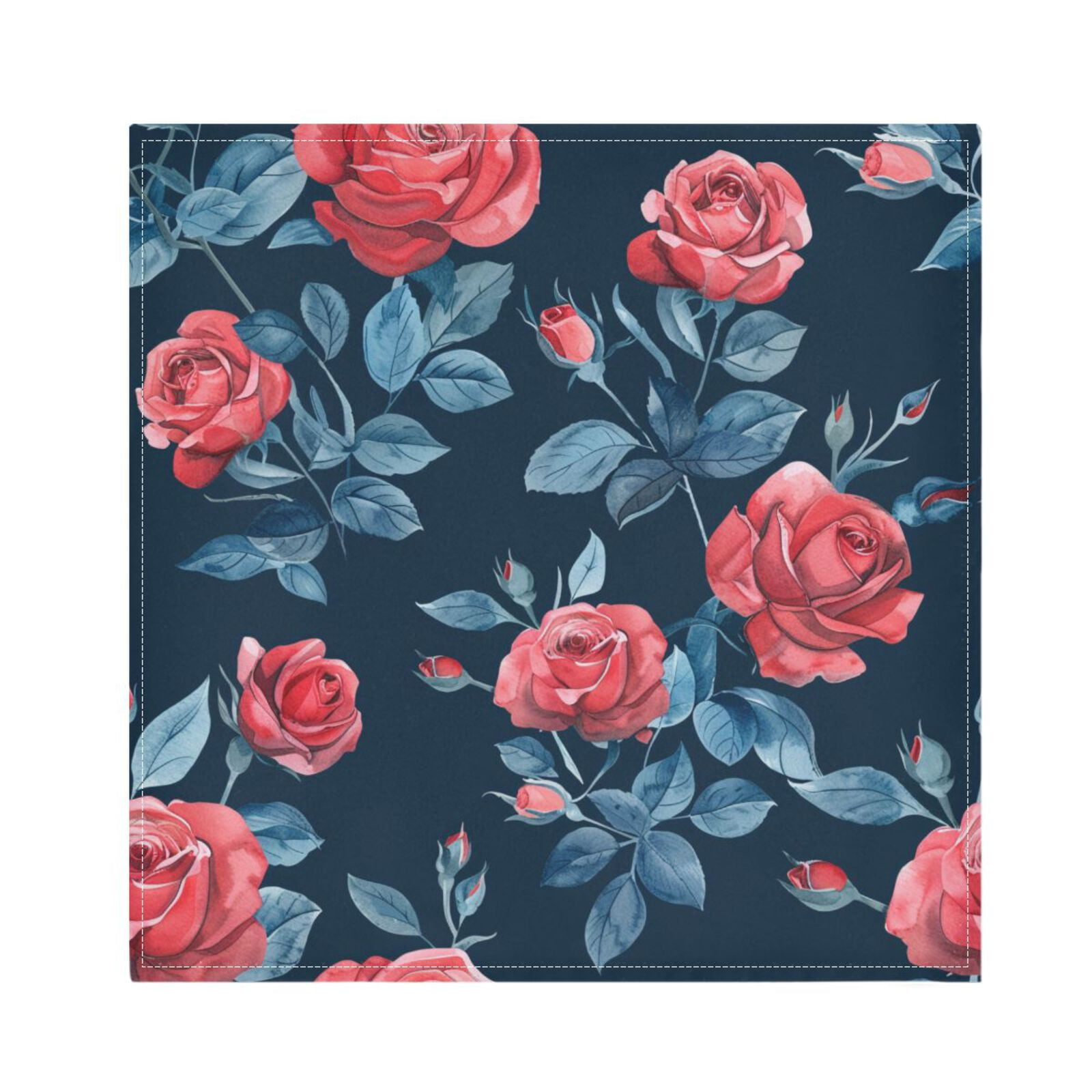 JSTEL Vintage Red Rose Flower Cloth Napkins Set of 6, 20x20 Inch Washable and Reusable Napkin for Decoupage Dinner Party Everyday Use