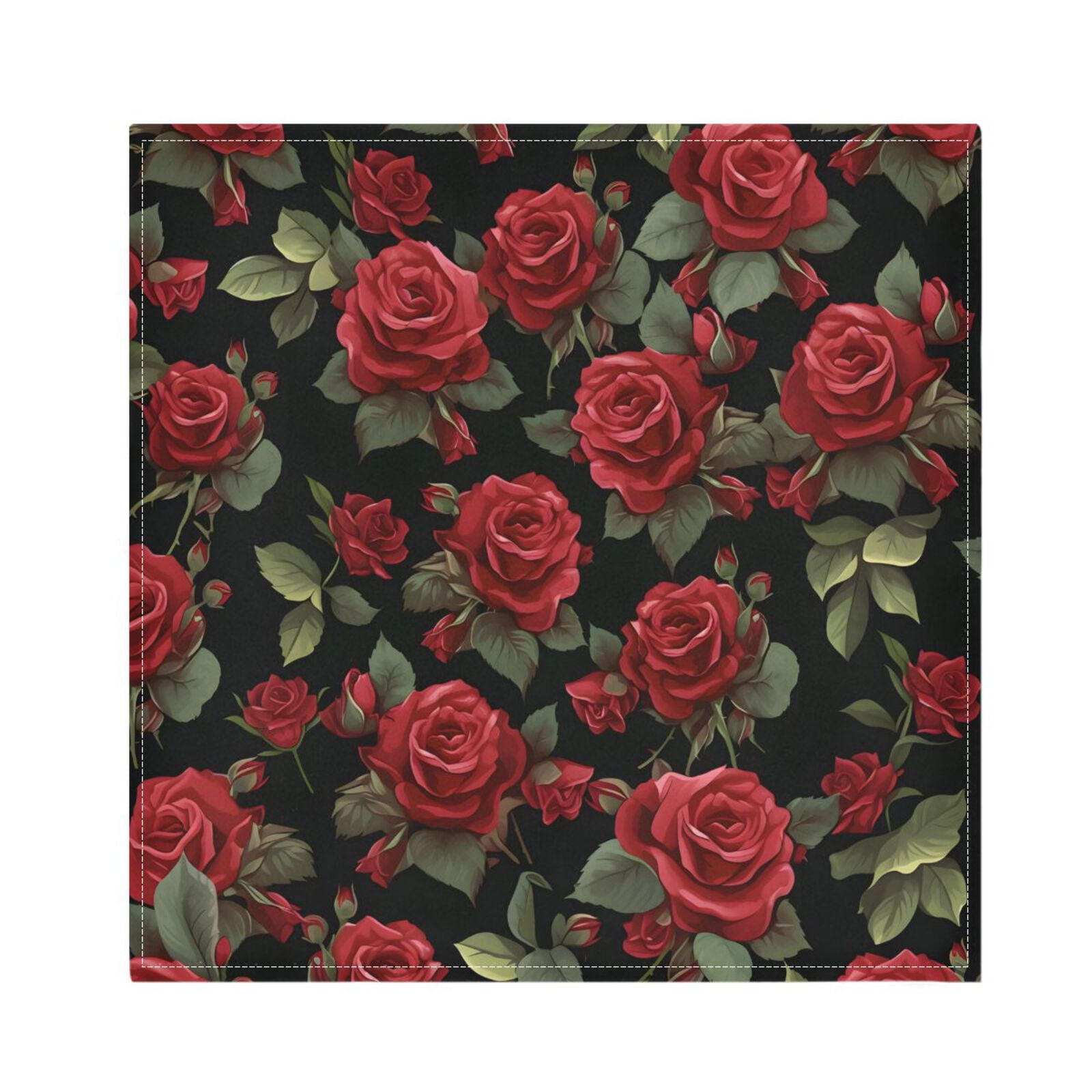 JSTEL Vintage Rose Flowers Floral Cloth Napkins Set of 6, 20x20 Inch Washable and Reusable Napkin for Decoupage Dinner Party Everyday Use