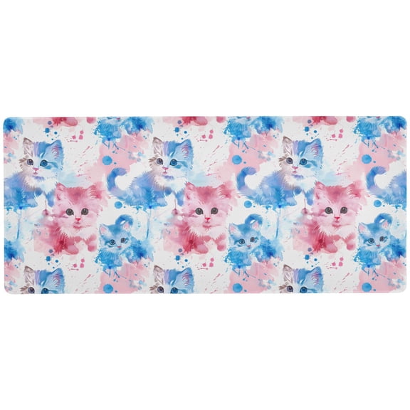 JSTEL Watercolor Cute Cat Kitten Large Gaming Mouse Pad Big Mousepad Mice Keyboard Mat with Non-Slip Rubber Base for Computer Laptop Home & Office, 31.5 X 15.7 inch