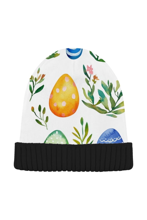 Watercolor Easter Eggs Beanie for Women Men Winter Hat Reversible Skull Knit Cap