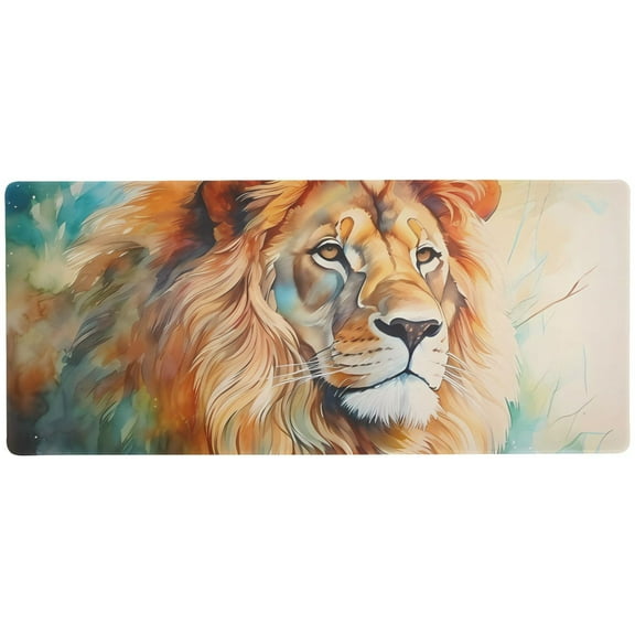 JSTEL Watercolor Lion Large Gaming Mouse Pad Big Mousepad Mice Keyboard Mat with Non-Slip Rubber Base for Computer Laptop Home & Office, 31.5 X 11.8 inch