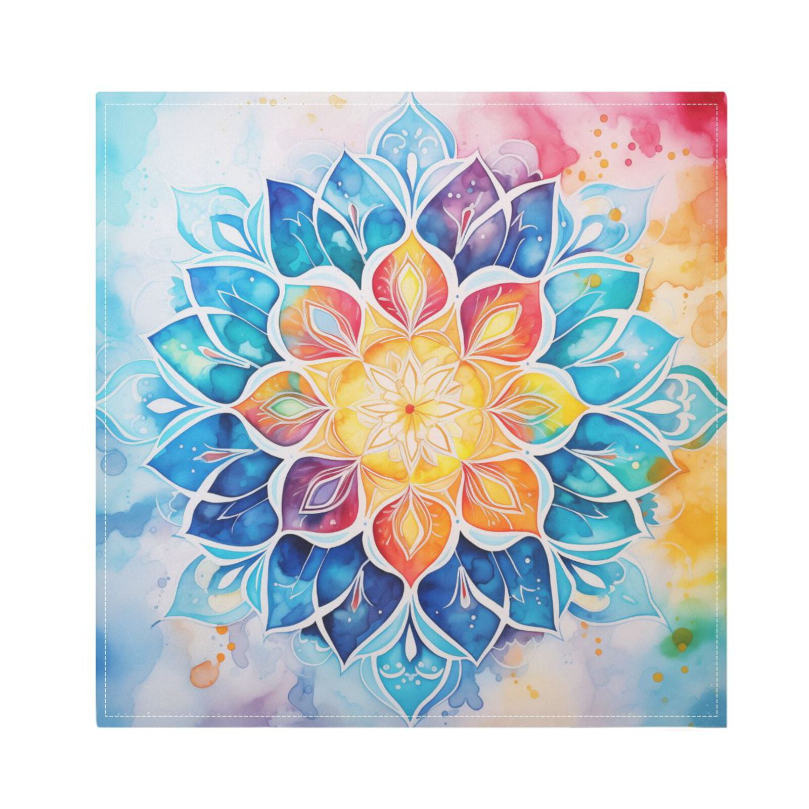 JSTEL Watercolor Mandala Tie Dye Cloth Napkins Set of 6, 20x20 Inch Washable and Reusable Napkin for Decoupage Dinner Party Everyday Use