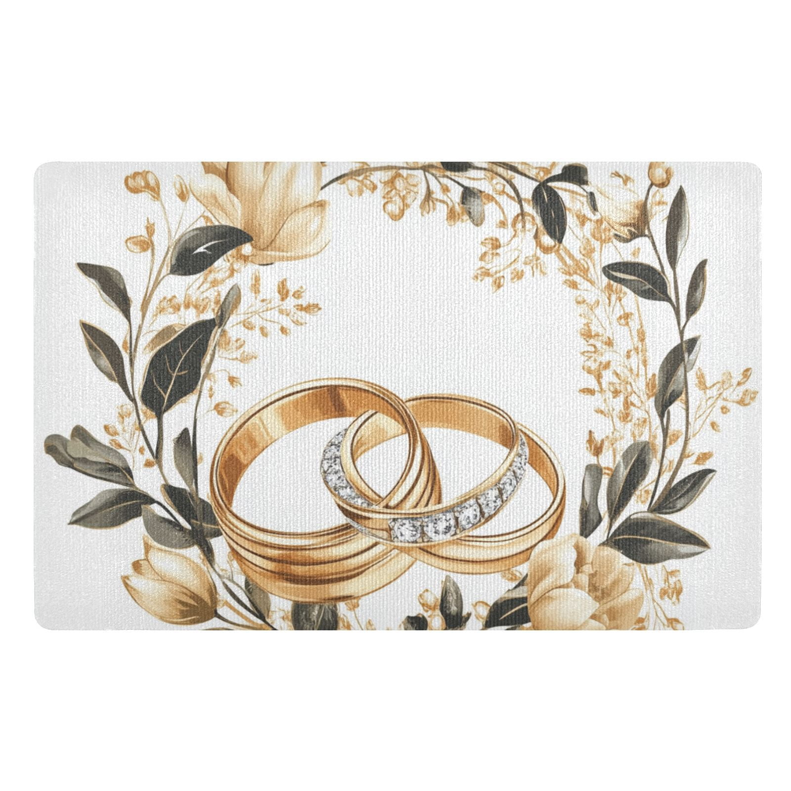 JSTEL Wedding Ring Wreath Front Door Mat Outside Entrance 32x20 Inch Doormat for Outdoor Indoor Washable Non Slip Floor Mats