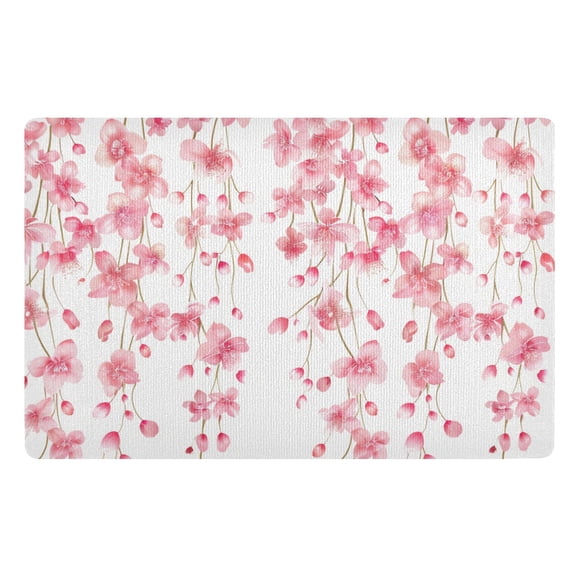 JSTEL Weeping Cherry Blossom Flower Pink Front Door Mat Outside Entrance 32x20 Inch Doormat for Outdoor Indoor Washable Non Slip Floor Mats