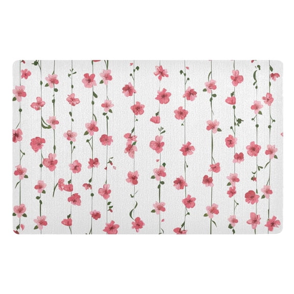 JSTEL Weeping Pink Cherry Blossom Flower Front Door Mat Outside Entrance 32x20 Inch Doormat for Outdoor Indoor Washable Non Slip Floor Mats