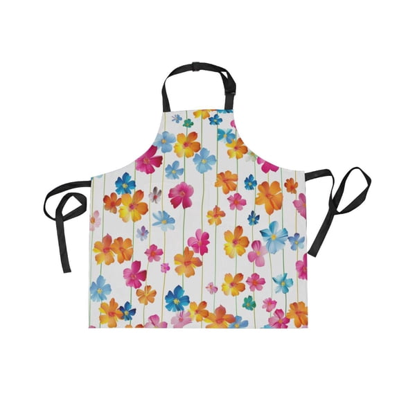JSTEL Weeping Rainbow Cherry Blossom Flower Apron with 2 Pockets for Women Men Adjustable Garden Bib