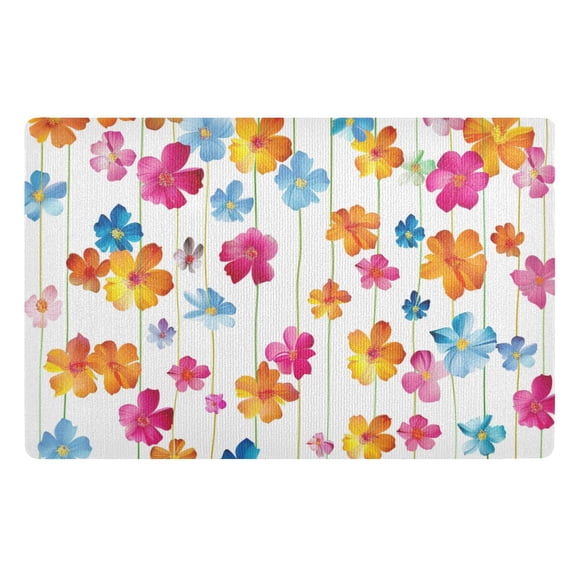 JSTEL Weeping Rainbow Cherry Blossom Flower Front Door Mat Outside Entrance 32x20 Inch Doormat for Outdoor Indoor Washable Non Slip Floor Mats