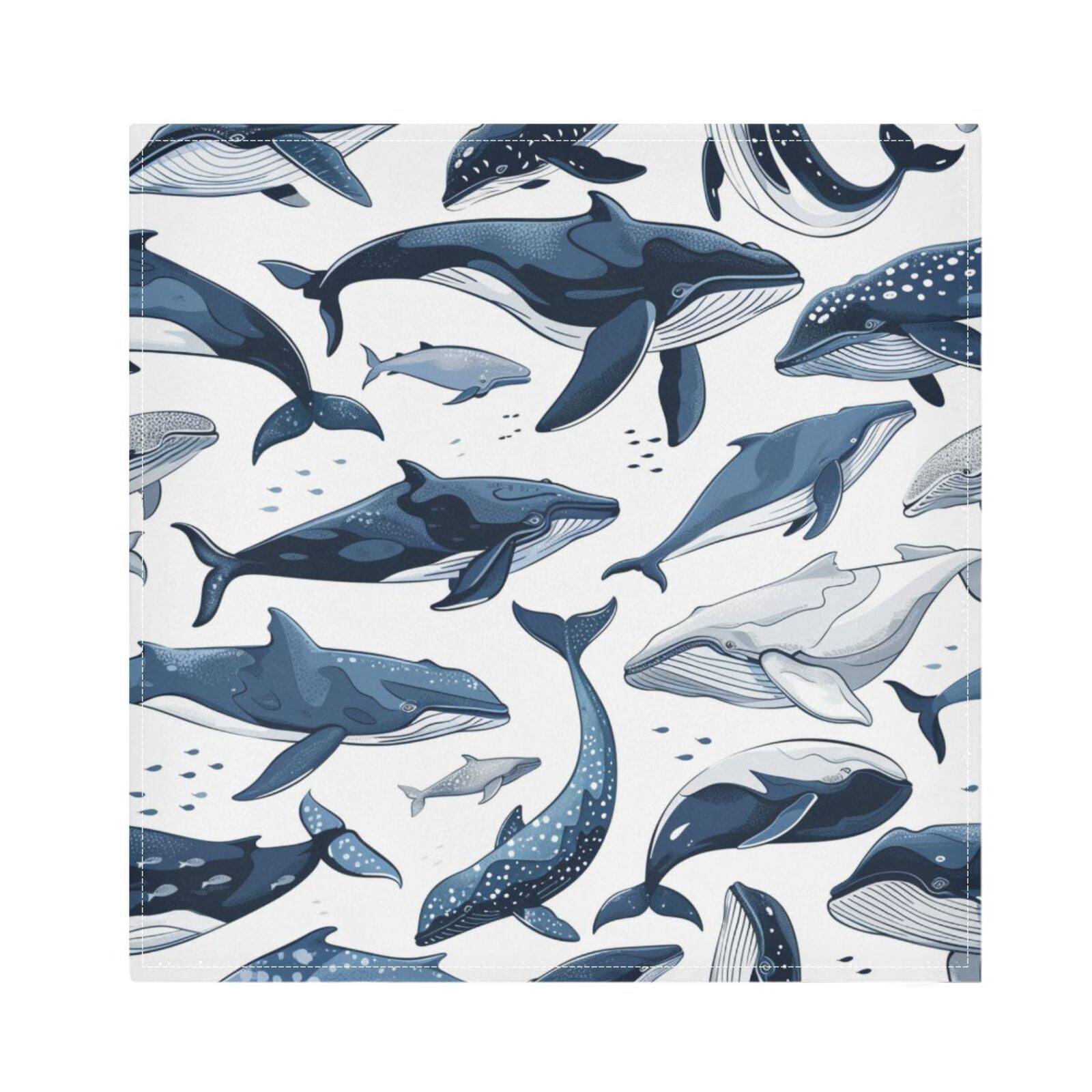 JSTEL Whale Print Cloth Napkins Set of 6, 20x20 Inch Washable and Reusable Napkin for Decoupage Dinner Party Everyday Use