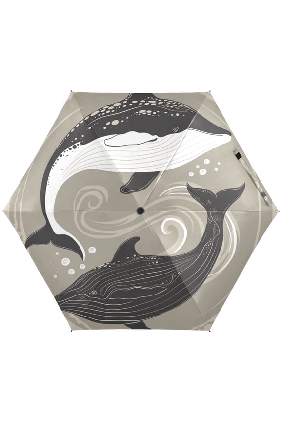 Whale Tai Chi Folding Umbrella for Rain Sun Travel Mini Lightweight Compact Umbrellas